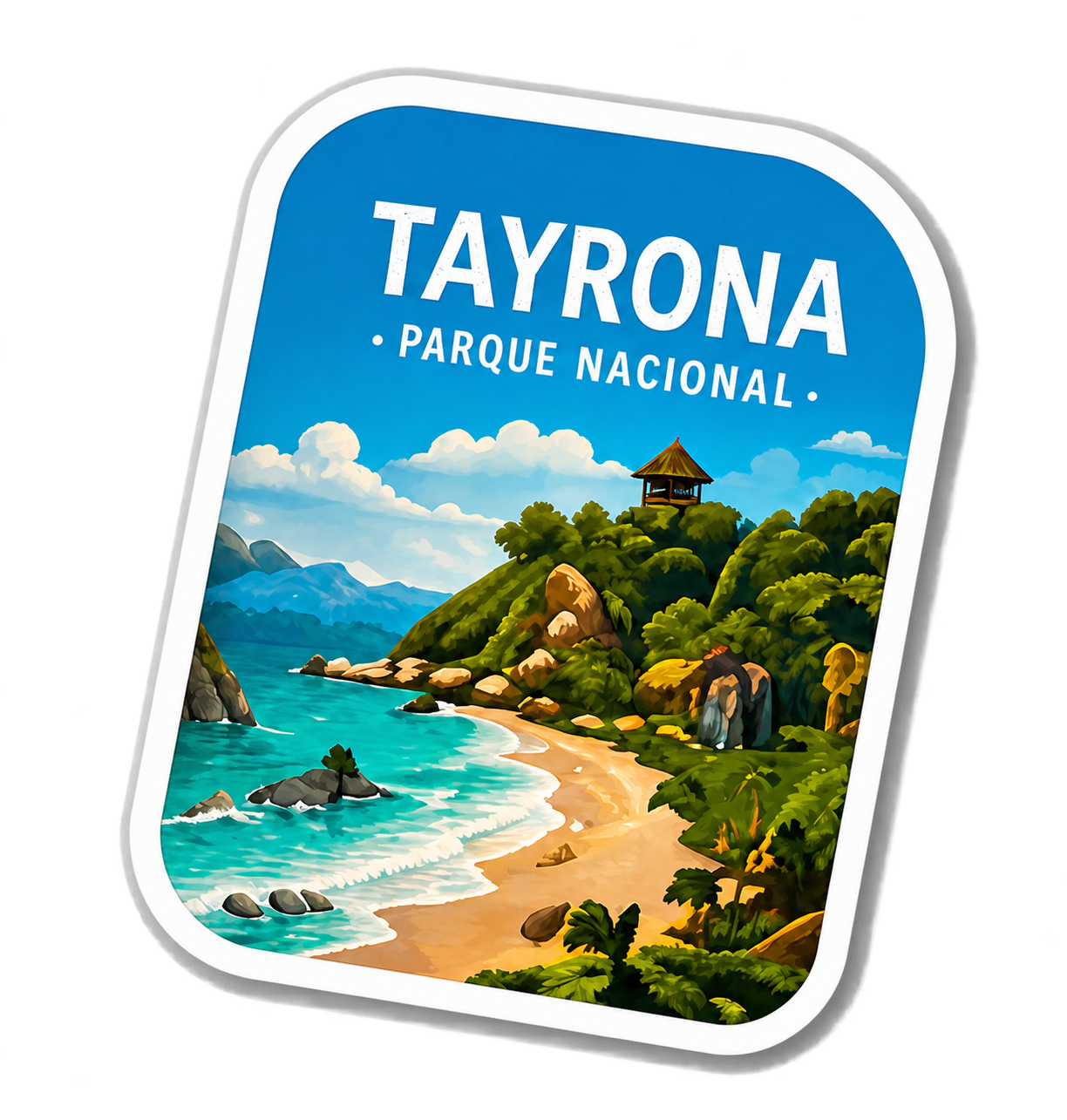 Sticker ilustrado del Parque Nacional Tayrona